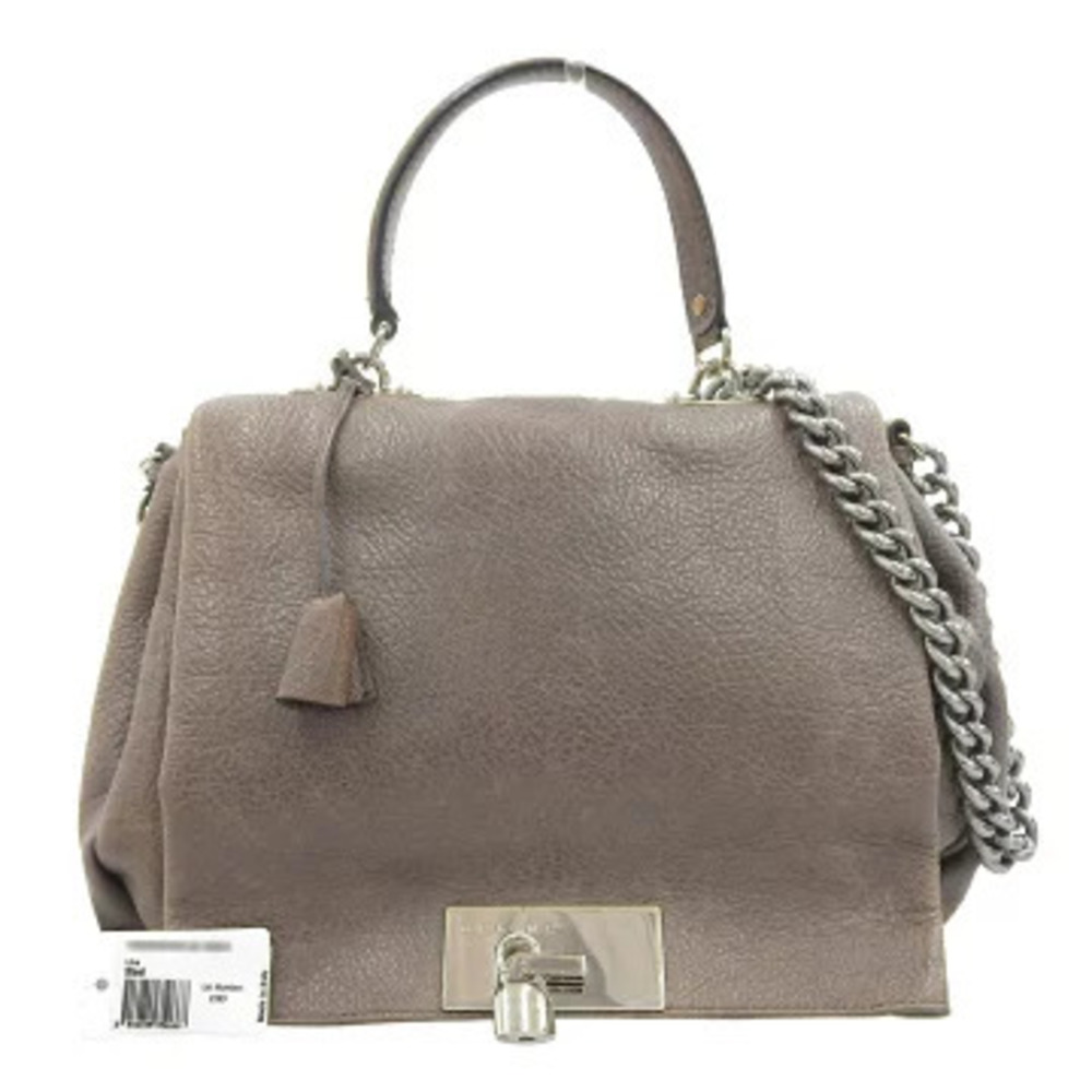 Celine Bag Chain Shoulder Handbag Leather Gray